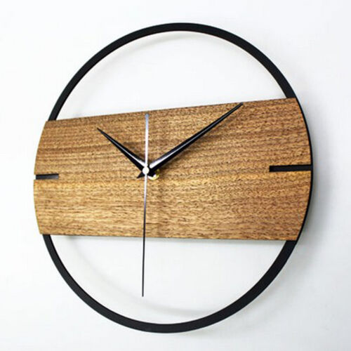 Modern 30cm Wood Silent Non Ticking Wall Clock Home Living Room Decor
