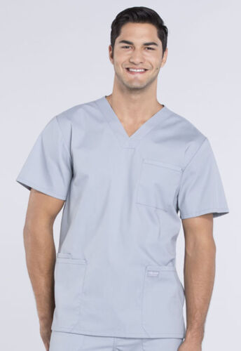 Grey Cherokee Scrubs Workwear Professionals Mens V Neck TALL Top WW695T GRY