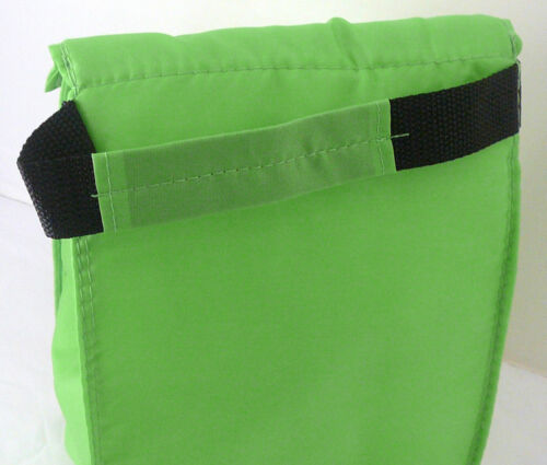 Tab Closure Reusable Insulated LUNCH BAG Handle Front Pocket LIME GREEN 