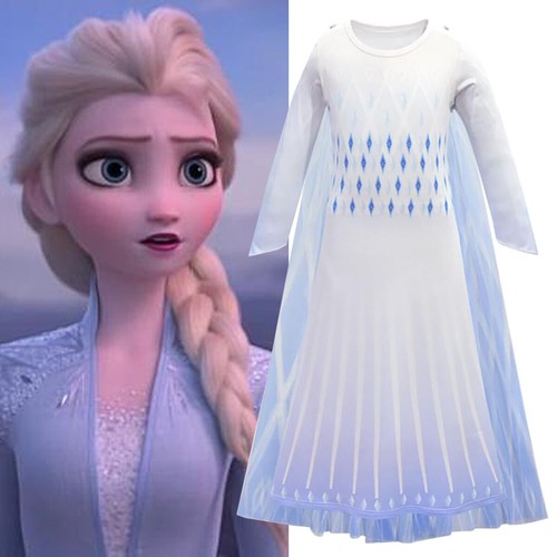 Elsa Daily Dress Girls Kids Frozen 2 Ice Queen Cosplay Costume Carnival Party UK