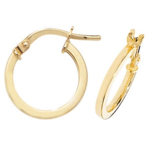 9ct Gold Sleeper Hoop Ladies Earrings 10MM 0.6gr **FREE UK SHIPPING** ER1007//10