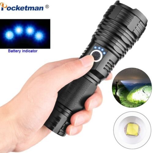 180000LM Powerful XHP70.2 LED Flashlight Rechargeable USB Zoomable Torch Lamp