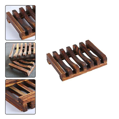 Wooden Soap Box Bamboo Dish Storage Container Shelf Holder Shower Plate Bathroom