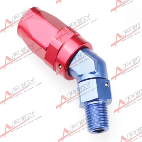 6AN AN-6 To 3//8/" NPT 45 Degree Swivel Hose End Fitting Adaptor Red//Blue