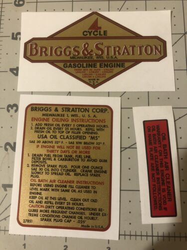 14 19 23 decal set With B/&S Oil Bath of 3 Briggs /& Stratton Number Series 9