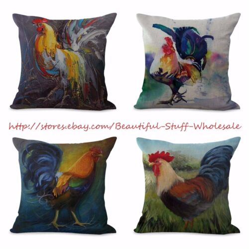 4pcs cushion covers farmhouse animal rooster chicken throw pillows 