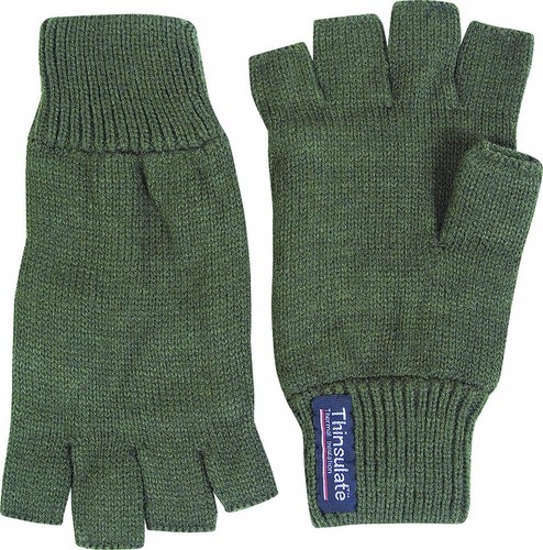 Jack Pyke Green Lined Insulated Warm Fingerless Hunting Fishing Shooting Gloves