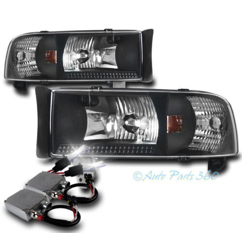Details about  / FOR 94-01 RAM 1500 2500 3500 BLACK CRYSTAL HEAD LIGHTS LAMPS W//50W 6K HID KIT