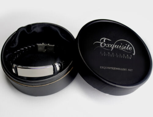 ADIL Personalised Black Engraved Leather Gifts ADEEL Arabic Name Bracelet