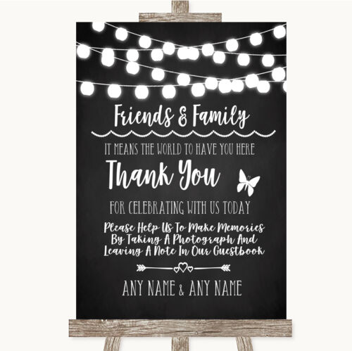 Craie Style Black /& White Lights Photo guestbook Amis /& Family Mariage Signe