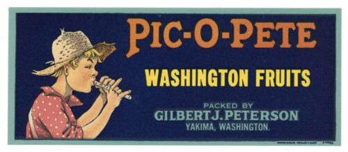 PIC-O-PETE Brand Vintage Washington Fruits *AN ORIGINAL CRATE LABEL* small
