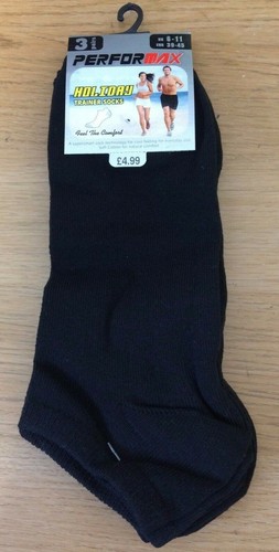 3 Paia Nere o Bianche Calze Trainer Sport Vacanze Estive Adulto Uomo Donna 6-11
