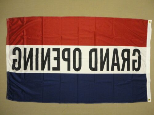Details about  / Grand Opening Indoor Outdoor Dyed Polyester Flag Grommets 3/' X 5/' Red-White-Blue