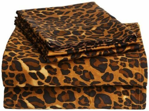 Luxury Quality 100% Cotton Leopard Print Sheet Sets 400 Tc Drop Pocket 6"-24" 