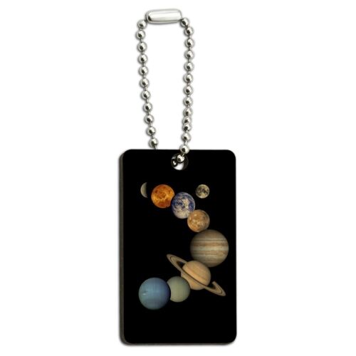 Solar System Planets Mercury Venus Mars Wood Wooden Rectangle Keychain Key Ring 