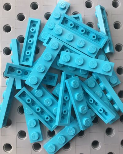 Lego 1x4 Medium Azure Blue Base Plate Tiles 1 X 4 Bricks Plates New Lot Of 25