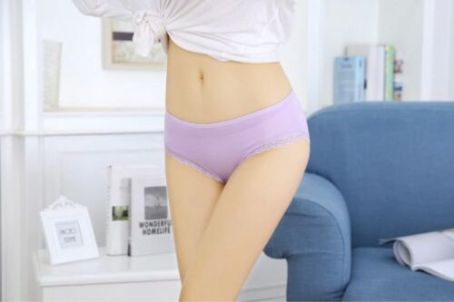 Details about  / Women/'s cotton bikini panties with lace trim super soft 11 colors