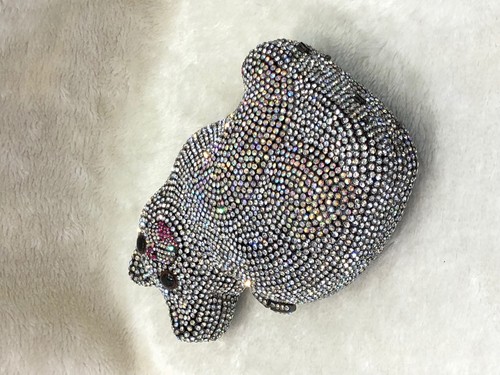 Silver Black ~Cat Shaped~Handmade Austrian Crystal Evening Cocktail Bag