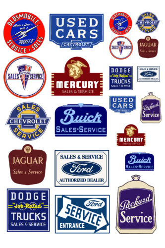 1:87 HO scale model vintage car automobile sales service signs