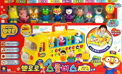 PORORO Melody School Bus & 10 Pororo Friends Figures Playground Play Set Toy 