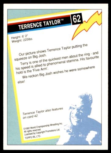 1992 Terrence Taylor No Wrestling Topps WCW Trading Cards 62 