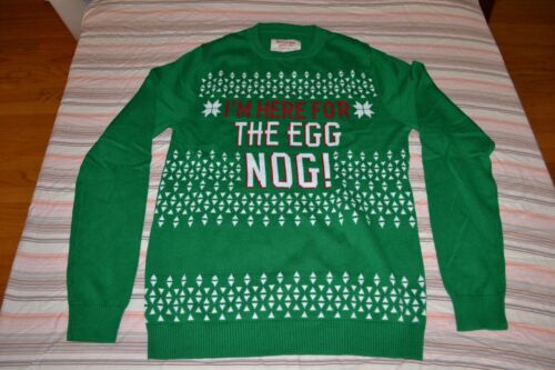 "I'm Here For The Egg Nog!" Christmas Men's Ugly Sweater By Mossimo Men's Small 