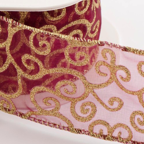 Bord filaire lurex scroll ruban 50mm x 10m rouleau