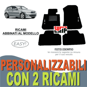 PER BMW SERIE 1 E87 TAPPETI AUTO SU MISURA MOQUETTE FONDO GOMMA 2 RICAMI EASY