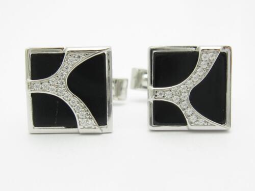 Details about   Platinum Sterling Silver White Sapphire & Black Onyx Rectangle Absract Cufflinks 