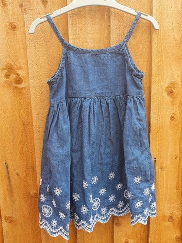 Filles Robe brodée d/'été à bretelles denim volants Ourlet Boho Âge 5-6 Ans