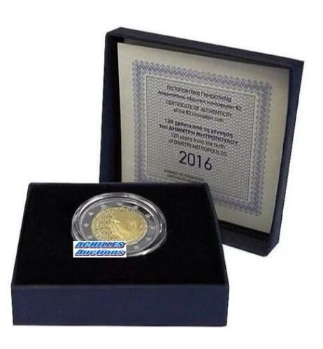 2€ Silver 925 Proof 2016 in BOX Dimitri Mitropoulos Composer Pianist 1500 pieces