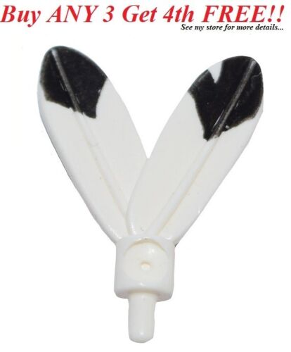 ☀️NEW Lego White Black Plume Feathers w// Pin Indian//Tribal//native Minifig Helmet