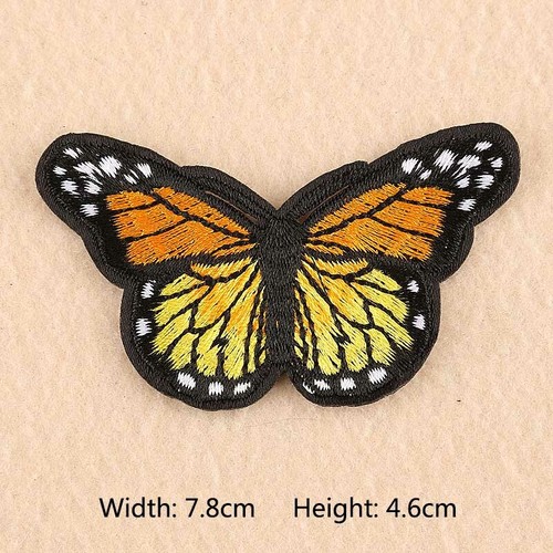 2PCS Embroidered Butterfly Iron On Sewing Patches Bag Clothes Applique DIY Craft