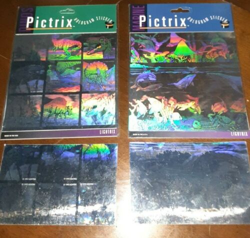 EXTREMELY RARE 1993 Pictrix//Lightrix Hologram Stickers and postcard Dinosaurs