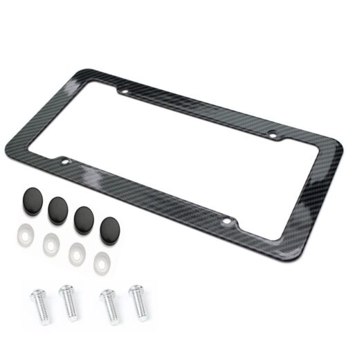 Plastic Carbon Fiber Style License Plate Frames For Front & Rear Braket 2pc Set 