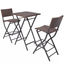 3PCS Outdoor Poly Rattan Bistro Bar Set Dining Set Folding Bar Table Chair Stool