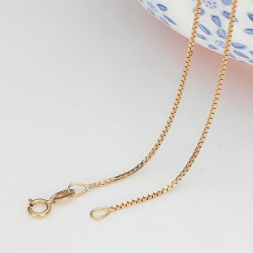 Gorgeous Solid Au750 18K Rose Gold Chain Women Box Link Necklace 16inch 