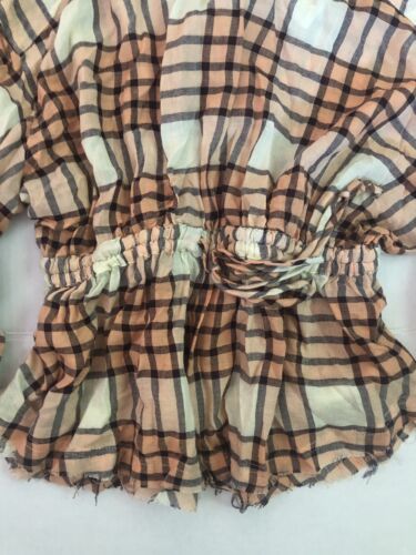 Details about   Free People We The Free Pacific Dawn Plaid Shirt Buttondown Peach Combo XS New 