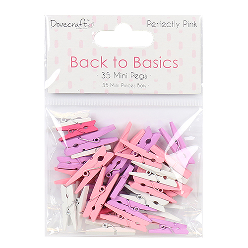 Dovecraft Back to Basics Perfectly Pink Mini Pegs for cards and crafts