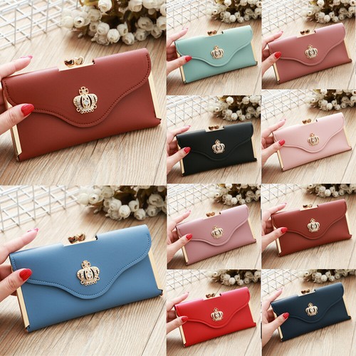 Girl Women Lady PU Leather Clutch Wallet Long Card Holder Purse Box Handbag Bag