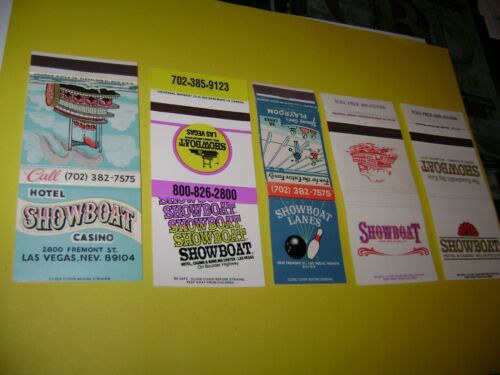 "SHOWBOAT HOTEL & CASINO" Vegas Atlantic Ci ty Details about   Lot of 5 different Match covers 