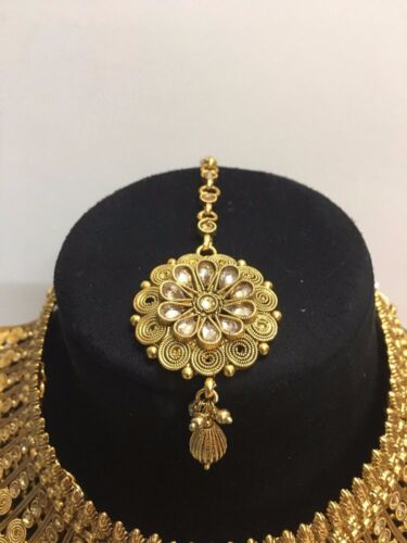 Ethnic Wedding New Indian Jewelry Bridal Necklace Set Earring Gold Plated