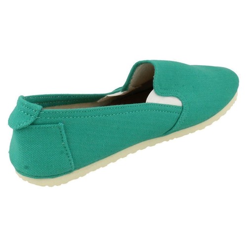 LADIES FLAT ELASTICATED CANVAS SLIP ON CASUAL SUMMER PUMPS// SHOES F8781
