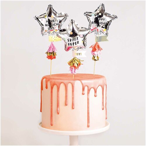3 x Folien-Ballon DIY Kuchendeko Topper SterneTortendeko Geburtstagskuchen