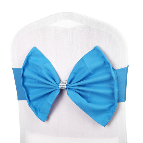 1 10 50 100 Spandex Lycra Sashes Chair Cover Bow Sash BOW BOWS Wedding Party Hot