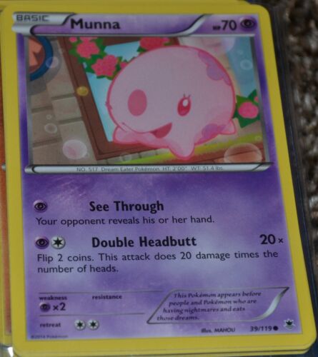 Munna # 39//119 XY Phantom Forces Set Pokemon Trading Cards Psychic MINT