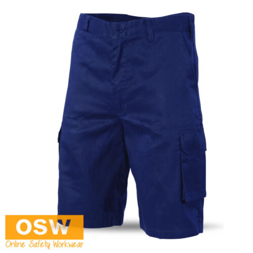 MENS LIGHT WEIGHT TRADIE COOL BREEZE NAVY CARGO SHORTS TOOL & MOBILE POCKETS 