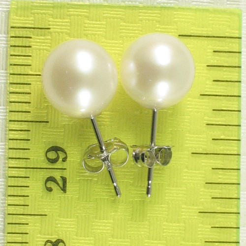 TPJ 14k Yellow Gold AAA 8-8.5mm White High Luster Cultured Pearl Stud Earrings