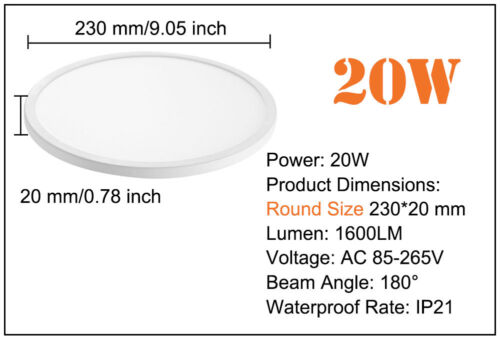 LED Panel Light Ceiling Downlight 6//8//15//20//W Surface Mounted Flat Room Lamp UK