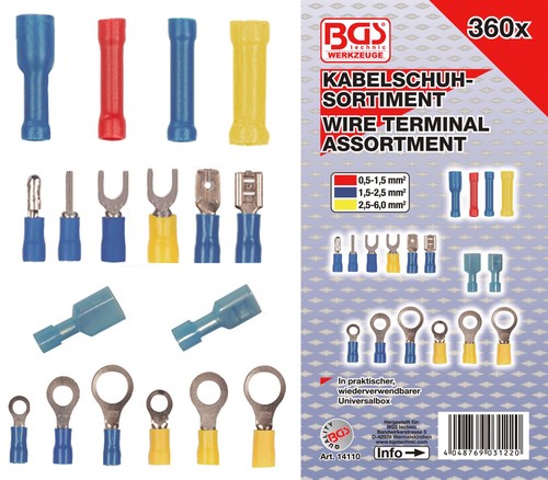 Kabelschuhe Quetschverbinder Steckverbinder Flachstecker Set B14110 360 tlg